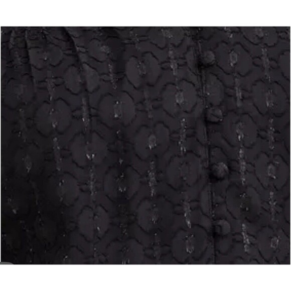 Torrid New Size 3X Black Shimmer Geo Clip Chiffon Smocked‎ Blouson Sleeve Blouse - Picture 5 of 13